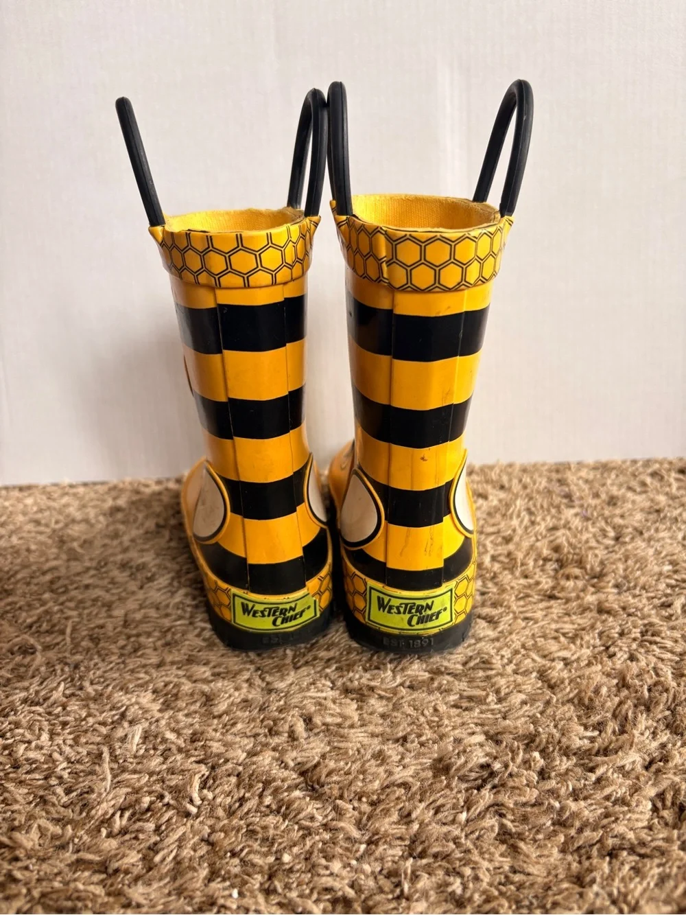 Western Chief Yellow Bee Stripe Kids Rain Boots